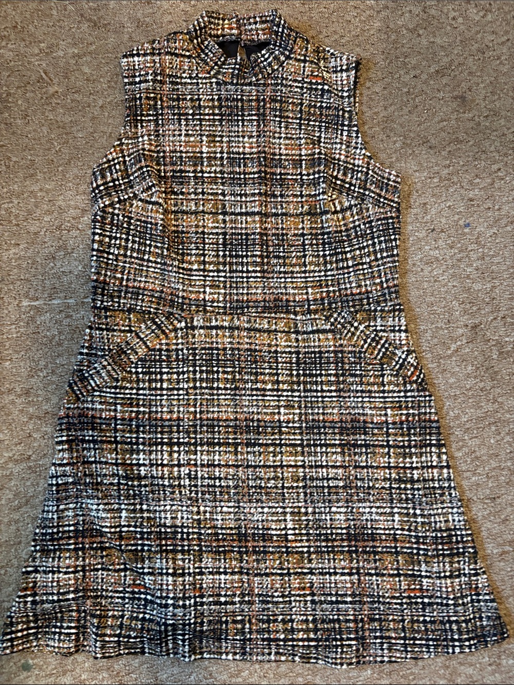 Enfocus Studio Sleeveless Tweed Mini Dress in Black, White & Brown